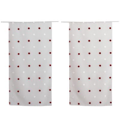 Lot de 2 paires de vitrages, Blanc, Motif pois brodé, Passe Tringle, Collection Smarties, CMADECO - Blanc