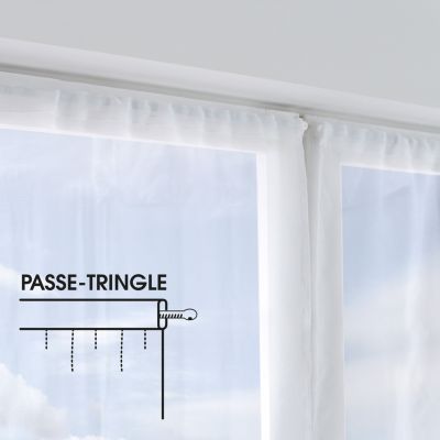 Lot de 2 paires de vitrages, Blanc, Motif pois brodé, Passe Tringle, Collection Smarties, CMADECO - Blanc