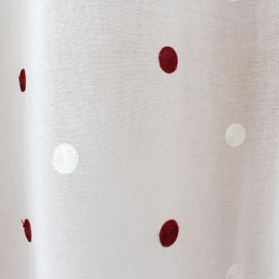 Lot de 2 paires de vitrages, Blanc, Motif pois brodé, Passe Tringle, Collection Smarties, CMADECO - Blanc