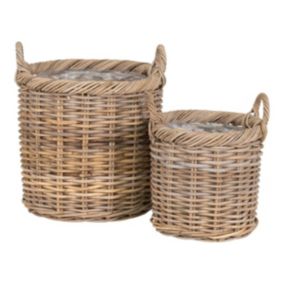 Lot de 2 Paniers Décoratifs de Rangement Gili, Marron, Rotin, 40x40x48 cm, EPIKASA