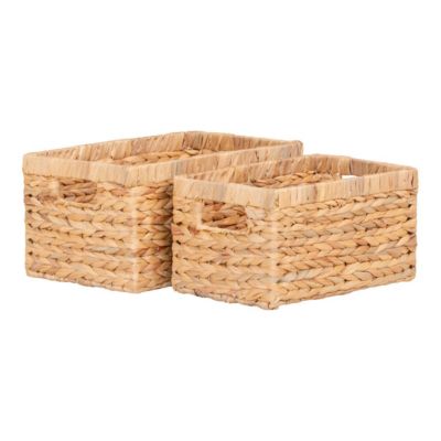 Petits Paniers Rectangulaires Jacinthe D'Eau – Lot Rangement Naturel Rouge Et Nature, Boîtes Décoratives Osier Pour Salle De Bain, Cuisine Ou Cadeaux