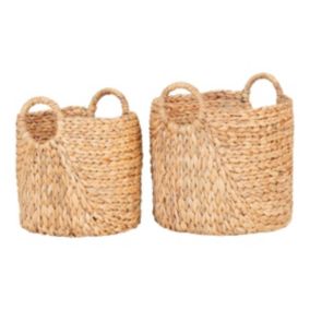 Lot de 2 Paniers Décoratifs de Rangement Passo, Marron, Jacinthe d'Eau, 35x35x37 cm, EPIKASA