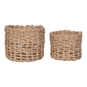 Lot de 2 Paniers Décoratifs de Rangement Penela, Marron, Papier, 17x17x14 cm, EPIKASA