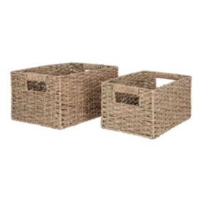 Lot de 2 Paniers Décoratifs de Rangement Venoso, Marron, Herbe de Mer, 35x24x18 cm, EPIKASA