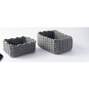 Lot de 2 paniers de rangement coloris gris en coton