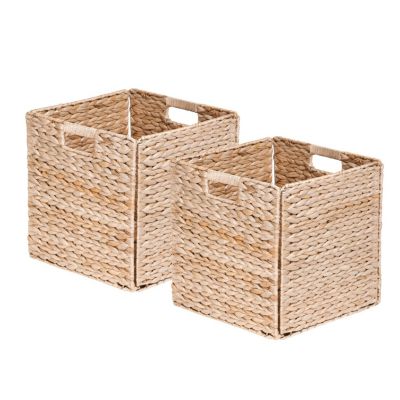 Lot de 2 paniers de rangement pliables jacinthe d'eau 31 x 31 x 31 cm