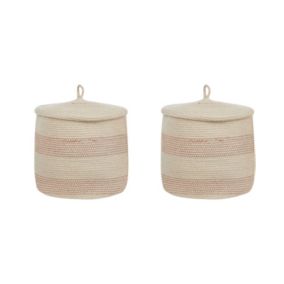 Lot de 2 paniers en coton beige clair 33 cm SILOPI