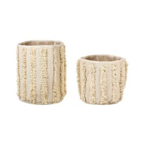 Lot de 2 paniers en coton beige KAKKI