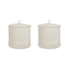 Lot de 2 paniers en coton blanc crème 33 cm SILOPI