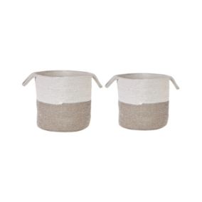 Lot de 2 paniers en coton blanc et beige PAZHA