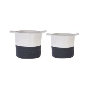 Lot de 2 paniers en coton blanc et noir PAZHA