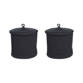 Lot de 2 paniers en coton noir 33 cm SILOPI