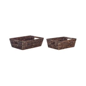 Lot de 2 paniers en jacinthes d'eau marron PANDZ