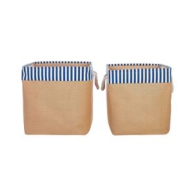 Lot de 2 paniers en tissu polyester beige TUGUL