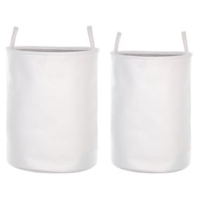 Lot de 2 paniers en tissu polyester blanc ARCHA