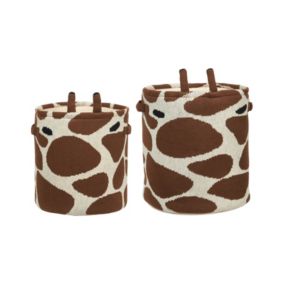 Lot de 2 paniers enfants Girafe POMANG Coton Marron