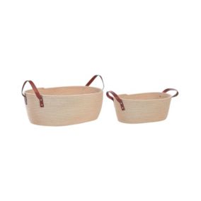 Lot de 2 paniers GISSAR Coton Beige clair