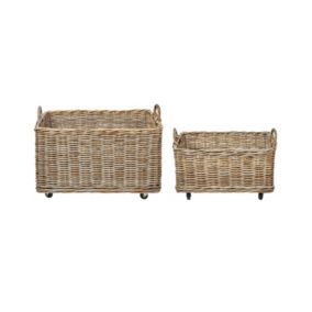 Lot de 2 paniers KITIM avec roues Rotin Naturel