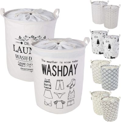 Lot de 2 Paniers à Linge pour Vêtements 60 L Cat-Dog