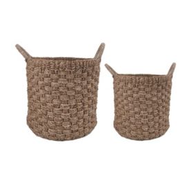 Lot de 2 paniers ronds tressés en jonc de mer Ornami marron