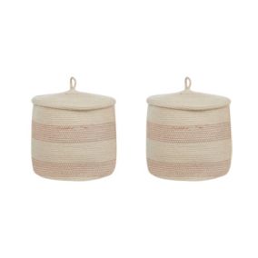 Lot de 2 paniers SILOPI Coton Beige clair