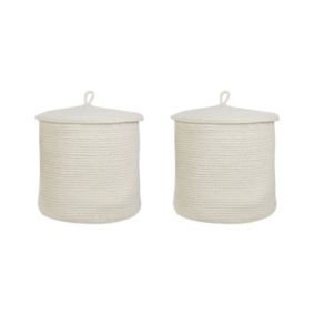 Lot de 2 paniers SILOPI Coton Blanc cassé