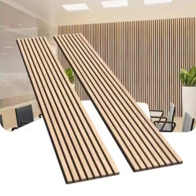 Lot de 2 Panneaux Acoustiques Muraux Bois 240x60x2,2cm - Chêne Blanc avec Fond Noir - SILAMP