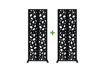 Lot de 2 panneaux décoratifs SUNNY Noir H.160cm motifs sur les côtés