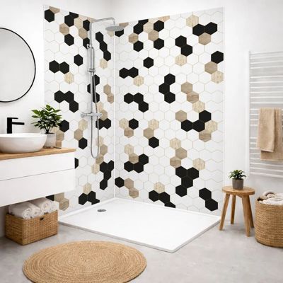 Lot de 2 panneaux de douche en PVC (90x220 & 120x220 cm) + profilés ...