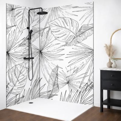 Lot de 2 panneaux de douche en PVC (90x220 & 120x220 cm) + profilés noir - Lamnar - Noir
