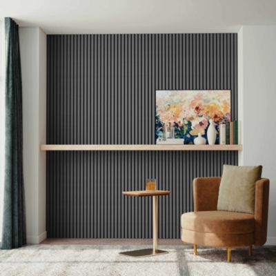 Lot de 2 Panneaux Muraux Décoratifs Acoustiques Bois MDF 120x60cm Chêne grisé  AntiBruit, Facile à Poser
