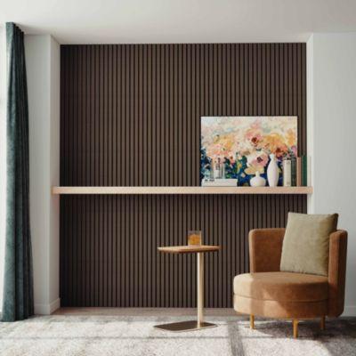 Lot de 2 Panneaux Muraux Décoratifs Acoustiques Bois MDF 120x60cm Noyer  AntiBruit, Facile à Poser