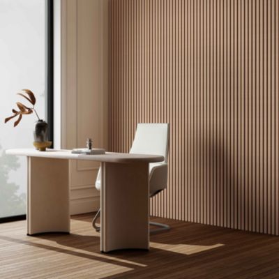 Lot de 2 Panneaux Muraux Décoratifs Acoustiques Bois MDF 240x60cm Chêne foncé  AntiBruit, Facile à Poser