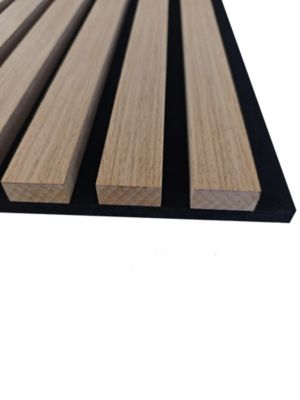 Lot de 2 Panneaux Muraux Décoratifs Acoustiques Bois MDF 240x60cm Chêne foncé  AntiBruit, Facile à Poser