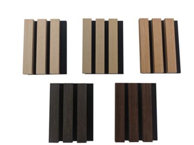 Lot de 2 Panneaux Muraux Décoratifs Acoustiques Bois MDF 240x60cm Chêne foncé  AntiBruit, Facile à Poser