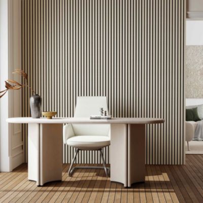 Lot de 2 Panneaux Muraux Décoratifs Acoustiques Bois MDF 260x30cm chêne naturel  AntiBruit, Facile à Poser
