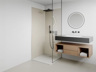 Lot de 2 panneaux muraux de douche ivoire en aluminium avec profilés - 2 x L90 x H210 cm - ITZIAR