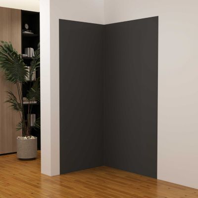 Lot de 2 panneaux muraux de douche Noir mural aluminium avec 3 profiles - L.90 x L.120 x H.210 cm - durable et facile à nettoyer