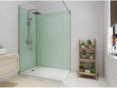 Paroi Douche Miroir Alu Carrelé - Effet Marbre 3mm - Personnalisable Jusqu'à 150x400cm