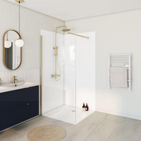 Lot de 2 panneaux muraux de salle de bains l.100 x H.210 cm, blanc effet structuré, Schulte DécoDesign