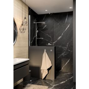 Lot de 2 panneaux muraux de salle de bains l.100 x H.210 cm, effet marbre de Carrare noir mat, Schulte DécoDesign Softtouch