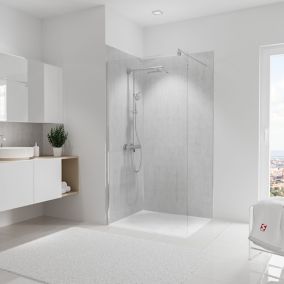 Lot de 2 panneaux muraux de salle de bains l.100 x H.210 cm, effet parement béton gris clair, Schulte DécoDesign