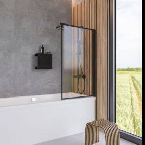 Lot de 2 panneaux muraux de salle de bains l.100 x H.210 cm, effet tasseaux bois chêne vertical, Schulte DécoDesign Japandi