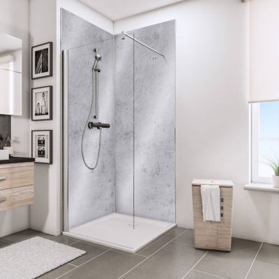 Lot de 2 panneaux muraux de salle de bains l.100 x H.210 cm, pierre gris clair brillant, Schulte DécoDesign Brio