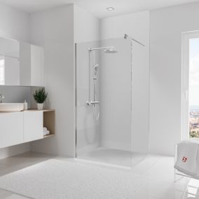 Lot de 2 panneaux muraux de salle de bains l.100 x H.255 cm, blanc mat effet structuré, Schulte DécoDesign