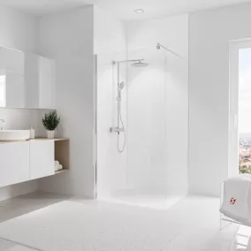 Lot de 2 panneaux muraux de salle de bains l.100x255 cm, blanc brillant, Schulte DécoDesign