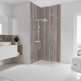 Lot de 2 panneaux muraux de salle de bains l.100x255 cm, décor béton, Schulte DécoDesign