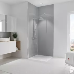 Lot de 2 panneaux muraux de salle de bains l.90x255 cm, gris argenté, Schulte DécoDesign