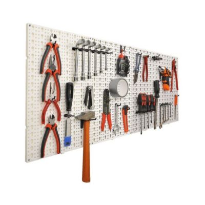 Lot de 2 panneaux muraux porte outils en PVC 49 x 30 cm avec 20 crochets charge 20 kg par panneau rangement atelier