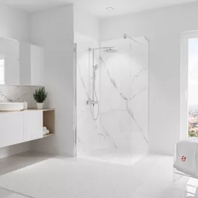 Lot de 2 panneaux muraux salle de bains 100 x 210 cm, marbre de carrare brillant, Schulte Décodesign Brio